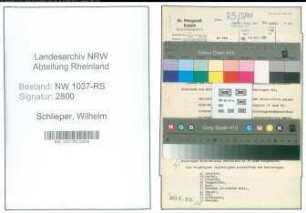 Entnazifizierung Wilhelm Schlieper , geb. 13.07.1890 (Oberinspektor)