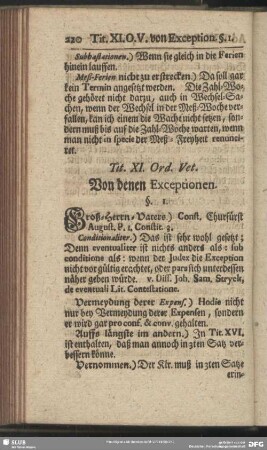 Tit. XI. Ord. Vet. Von denen Exceptionen