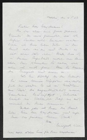Brief von Margot Einstein an Gerhart Hauptmann