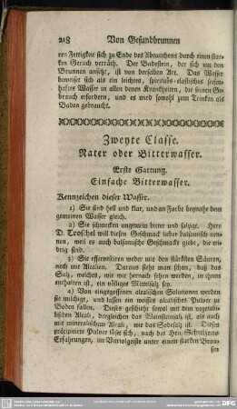 Zweyte Classe. Nater oder Bitterwasser