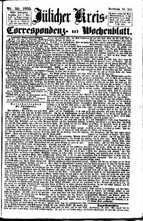 Jülicher Kreis-, Correspondenz- und Wochenblatt. 1852-1866