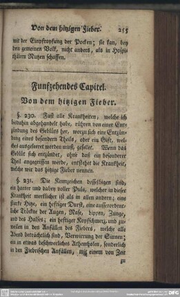 Funfzehendes Capitel. Von dem hitzigen Fieber
