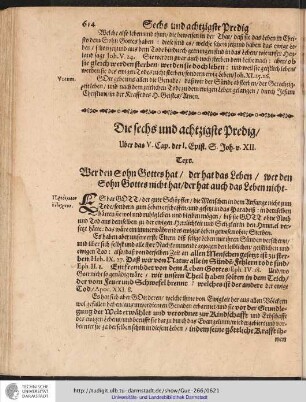 Die sechs und achtzigste Predig