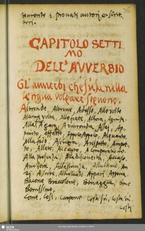 Capitolo settimo. Dell’avverbio