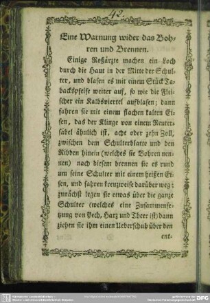 Eine Warnung wider das Bohren und Brennen