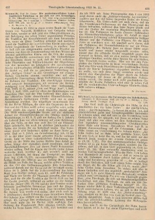 437-438 [Rezension] Klameth, Gustav, Die neutestamentlichen Lokaltraditionen Palästinas in der Zeit vor den Kreuzzügen. II. Die Ölbergüberlieferungen