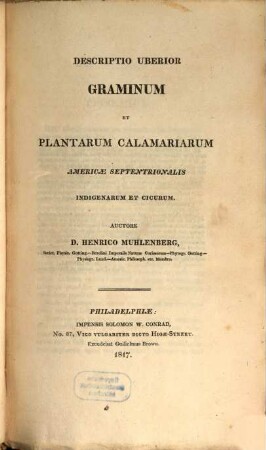 Descriptio uberior graminum et Plantarum Calamariarum Americae Septentrionalis