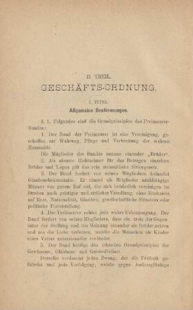 II. Theil. Geschäfts-Ordnung.