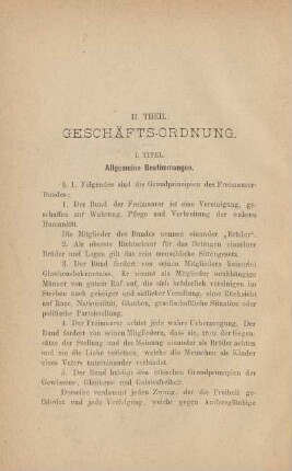 II. Theil. Geschäfts-Ordnung.