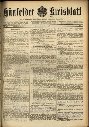 Ausgabe vom Samstag, den 28. August 1915.