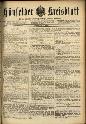 Ausgabe vom Samstag, den 28. August 1915.