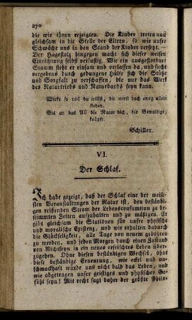 VI. Der Schlaf. - X. Reisen.
