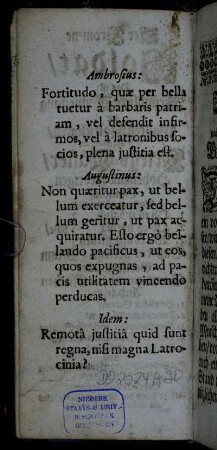 Ambrosius:[...] - Augustinus:[...] - Idem:[...]