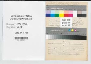 Entnazifizierung Fritz Sieper, geb. 16.07.1898 (Angest.)
