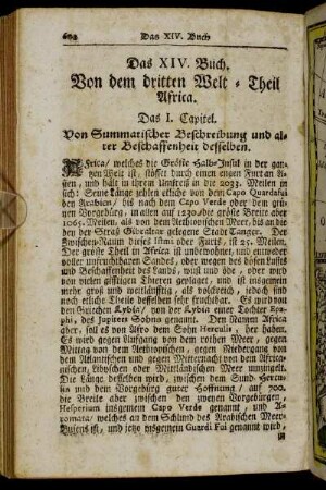 Das XIV. Buch. Von dem dritten Welt-Theil Africa.