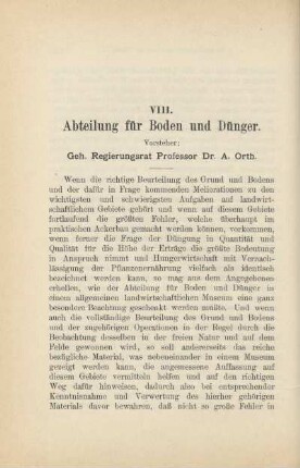 VIII. Abteilung für Boden und Dünger