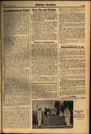 Zweite Ausgabe vom Montag, den 17. Januar 1938.