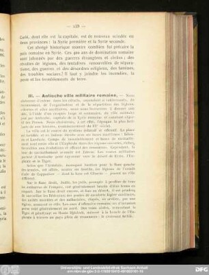 III. — Antioche ville militaire romaine,