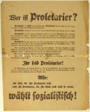 Aufruf zur Wahl einer sozialistischen Partei