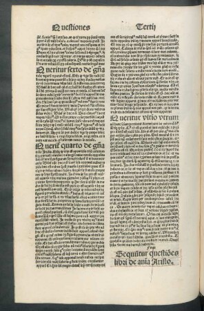 Sequuntur questiones libri de anima Aristo.