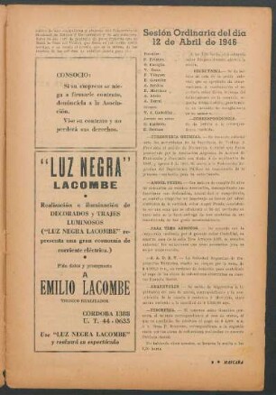 Sesión Ordinaria del día 12 de Abril de 1946