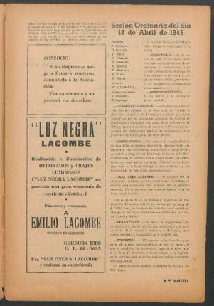 Sesión Ordinaria del día 12 de Abril de 1946