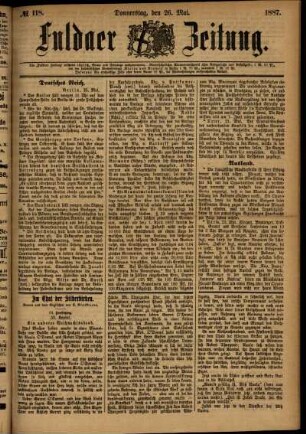 Ausgabe vom Donnerstag, den 26. Mai 1887.