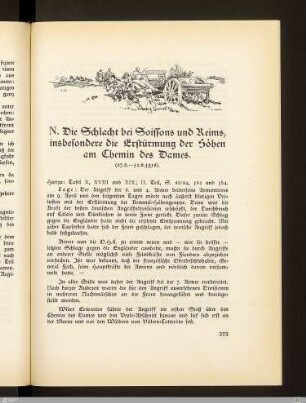N. Die Schlacht bei Soissons und Reims, insbesondere die Erstürmung der Höhen am Chemin des Dames