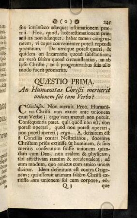 245-249, Quaestio Prima
