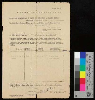 Harry Eisenach - Military Government - Germany - Report of Diposition of cases of prisoners appearing before Military Government Courts