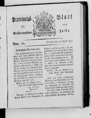 Num. 34, Ausgabe vom 25. August 1819