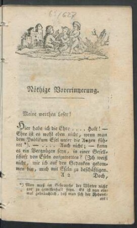 Nöthige Vorerinnerung
