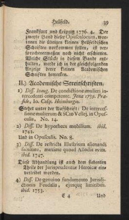 II.) Academische Streitschriften.