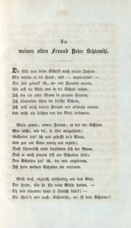 An meinen Freund Peter Schlemihl