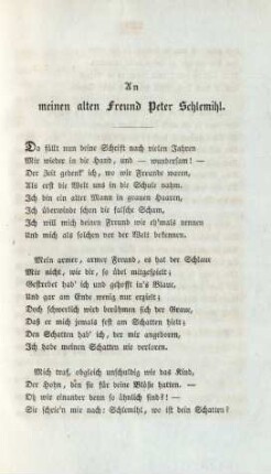 An meinen Freund Peter Schlemihl