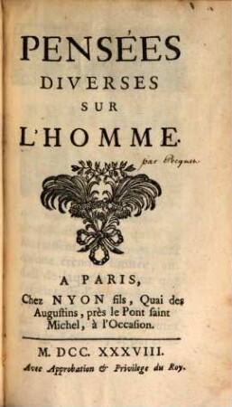 Pensées diverses sur l'homme