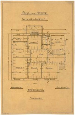 Billing, Hermann; Weinheim, Ehretstr. 9; Haus von Arndt - Grundriss EG
