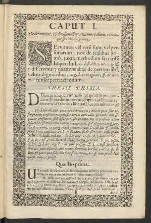 Caput I. De definitione, et divisione Servitutum realium, earumque speciebus in genere.