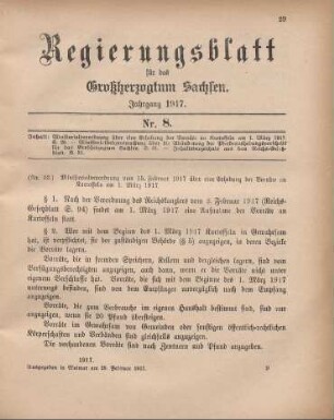 Nr. 32: Ministerialverordnung vom 15. Februar 1917 über eine Erhebung der Vorräte an Kartoffeln am 1. März 1917