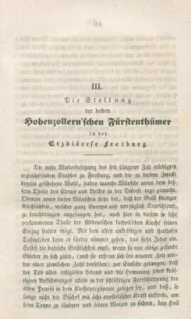 39-67 Die Stellung der beiden Hohenzollern'schen Fürstenthümer in der Erzdiözese Freiburg