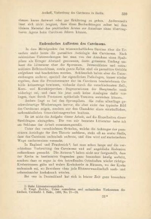 Endemisches Auftreten des Carcinoms