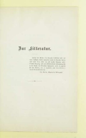 Zur Litteratur