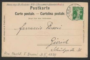 Ansichtspostkarte an Ferruccio Busoni : 31.12.1917