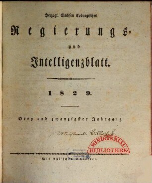 Herzogl.-Sachsen-Coburgisches Regierungs- und Intelligenzblatt. 1829 = Jg. 23