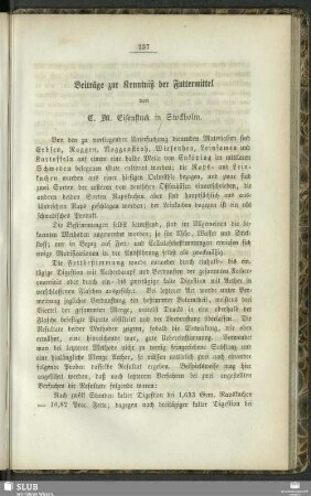 Beiträge zur Kenntniß der Futtermittel