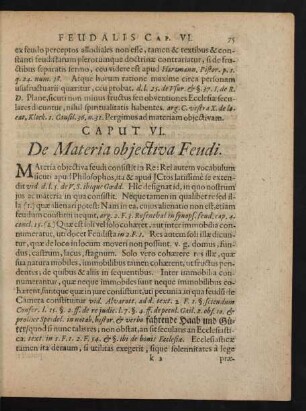 Caput VI. De Materia obiectiva Feudi.