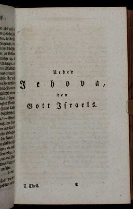 Ueber Jehova, den Gott Israels.