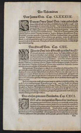 Von etlichen gemeinen Geträncken. Cap. CXCI.