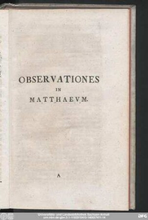 Observationes In Matthaeum.