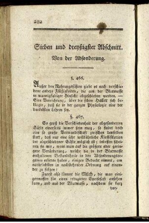 Sieben und dreyßigster Abschnitt. Von der Absonderung.